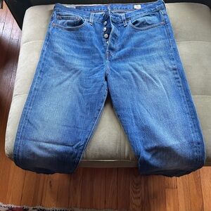 Classic Button-Fly Blue Jeans
